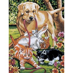 Malování podle čísel - pes a kočky