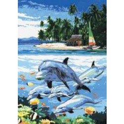 Malování podle čísel, plátno - Delfíni