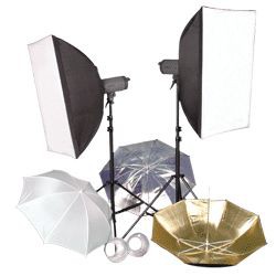 Studioset VC-200/200 se softboxy a deštníky (profesionální)