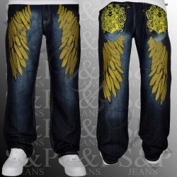 Salt and Pepper crown eagle stich pant dark gold