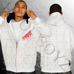 Tribal munk allover zip hoody white