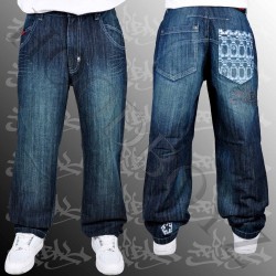 Tribal spraycan print pocket logo jeans