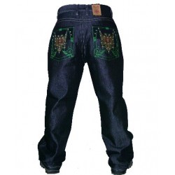 ABLANCHE green trim jeans black