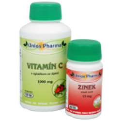 Vitamín C 1000 s postupným uvolňováním a šípkem Unios 150 tbl. + Zinek 15 mg 60 tbl. ZDARMA