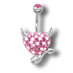 Tribal Piercing s krystaly Swarovski Devil Heart E